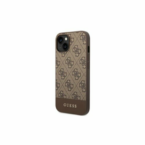 Guess case for iPhone 14 6,1" GUHCP14SG4GLBR brown PC/TPU 4G PU case with Bottom Stripe Metal