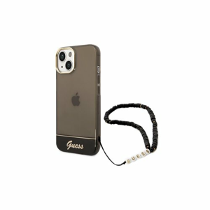 Guess case for iPhone 14 6,1" GUHCP14SHGCOHK black hardcase Translucent Pearl Strap