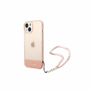 Guess case for iPhone 14 6,1" GUHCP14SHGCOHP pink hardcase Translucent Pearl Strap