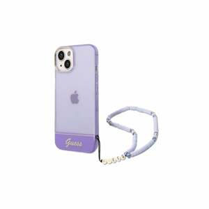 Guess case for iPhone 14 6,1" GUHCP14SHGCOHU purple hardcase Translucent Pearl Strap