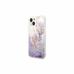 Guess case for iPhone 14 6,1" GUHCP14SLFLSU purple hardcase Flower Liquid Glitter