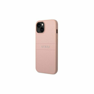 Guess case for iPhone 14 6,1" GUHCP14SPSASBPI pink PU Leather case Saffiano with Metal Logo Ho