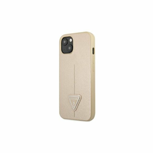 Guess case for iPhone 14 6,1" GUHCP14SPSATLE beige HC Saffiano PU Triangle