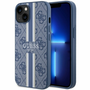 Guess case for iPhone 14 6,1" GUHMP14SP4RPSB blue hardcase Magsafe 4G Printed Stripes