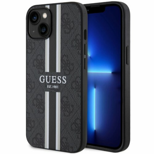 Guess case for iPhone 14 6,1" GUHMP14SP4RPSK black harcase Magsafe 4G Printed Stripes
