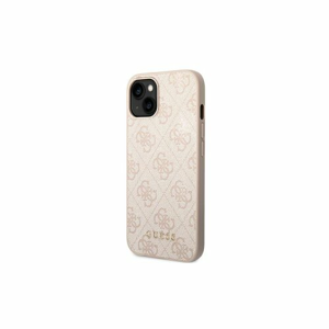 Guess case for iPhone 14 Plus 6,7" GUHCP14MG4GFPI pink Basic PC/TPU 4G PU case Gold Logo