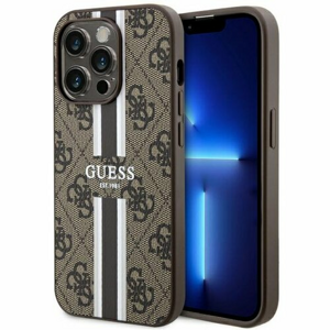 Guess case for iPhone 14 Pro 6,1" GUHMP14LP4RPSW brown harcase Magsafe 4G Printed Stripes