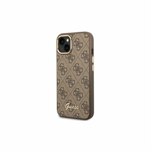 Guess case for iPhone 14 Pro Max 6,7" GUHCP14XHG4SHW brown HC PC/TPU 4G PU Metal Outline Scrip
