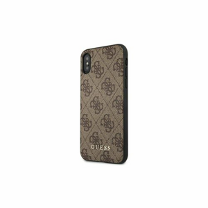Guess case for iPhone X / XS  GUHCPXG4GFBR hardcase PU 4G Metal Gold Logo brown