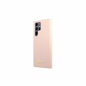 Guess case for Samsung Galaxy S22 Ultra GUHCS22LLSLMGPP pink hard case Silicone Metal Logo Script