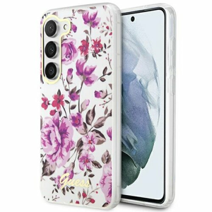 Guess case for Samsung Galaxy S23 GUHCS23SHCFWST white HC IML Flower
