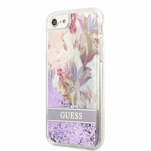 Guess Liquid Glitter Flower Zadní Kryt pro iPhone 7/8/SE 2020 Purple