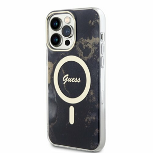 Guess Marble IML MagSafe Kompatibilní Zadní Kryt pro iPhone 14 Pro Max Black