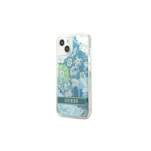 Guess nakĹ‚adka do iPhone 13 6,1" GUHCP13MLFLSN green hard case Flower Liquid Glitter