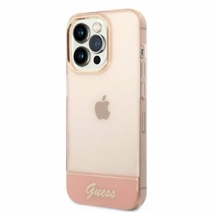 Puzdro Guess PC/TPU Camera Outline Translucent iPhone 14 Pro - ružové