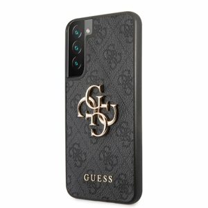 Guess PU 4G Metal Logo Zadní Kryt pro Samsung Galaxy S22+ Grey