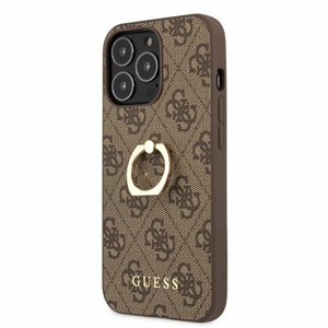 Guess PU 4G Ring Zadní Kryt pro iPhone 13 Pro Brown