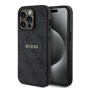 Guess PU Leather 4G Colored Ring MagSafe Zadní Kryt pro iPhone 14 Pro Black