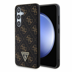 Guess PU Leather 4G Triangle Metal Logo Zadní Kryt pro Samsung Galaxy S24 Black