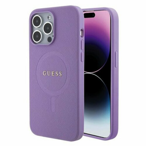 Guess PU Saffiano MagSafe Zadní Kryt pro iPhone 15 Pro Purple