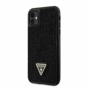 Guess Rhinestones Triangle Metal Logo Kryt pro iPhone 11 Black