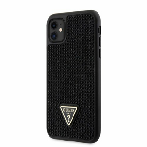 Puzdro Guess Rhinestones Triangle Metal Logo iPhone 11 - čierne