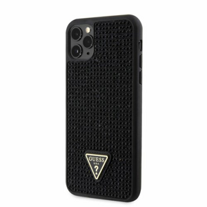 Guess Rhinestones Triangle Metal Logo Kryt pro iPhone 11 Pro Max Black