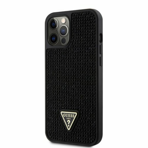 Guess Rhinestones Triangle Metal Logo Kryt pro iPhone 12 Pro Max Black