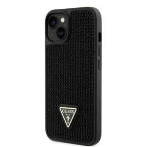 Guess Rhinestones Triangle Metal Logo Kryt pro iPhone 14 Black