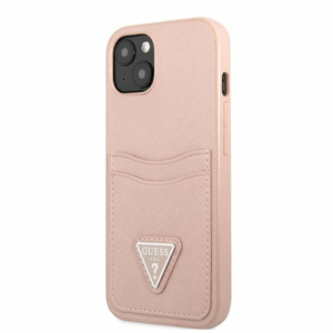 Guess Saffiano Double Card Zadní Kryt pro iPhone 13 mini Pink