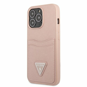Guess Saffiano Double Card Zadní Kryt pro iPhone 13 Pro Pink
