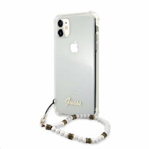 GUHCN61KPSWH Guess PC Script and White Pearls Zadní Kryt pro iPhone 11 Transparent