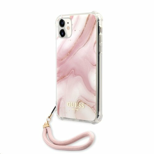 GUHCN61KSMAPI Guess TPU Marble Zadní Kryt pro iPhone 11 Pink