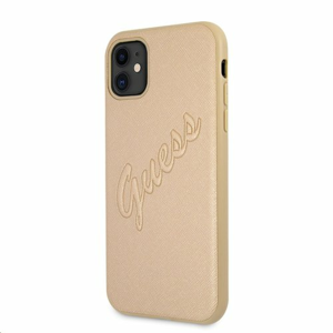 GUHCN61RSAVSLG Guess PU Saffiano Vintage Script Zadní Kryt pro iPhone 11 Gold