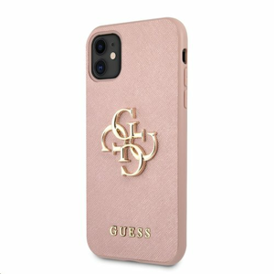 GUHCN61SA4GGPI Guess PU Saffiano Big 4G Metal Logo Zadní Kryt pro iPhone 11 Pink