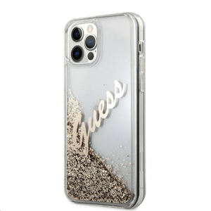 GUHCP12LGLVSGO Guess Liquid Glitter Vintage Zadní Kryt pro iPhone 12 Pro Max 6.7 Gold