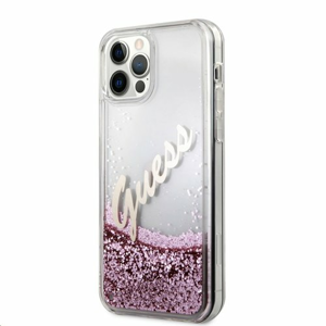 GUHCP12LGLVSPI Guess Liquid Glitter Vintage Zadní Kryt pro iPhone 12 Pro Max 6.7 Pink