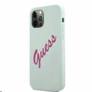 GUHCP12LLSVSBF Guess Silicone Vintage Fuchsia Script Zadní Kryt pro iPhone 12 Pro Max 6.7 Blue