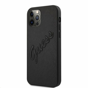 GUHCP12LRSAVSBK Guess PU Saffiano Vintage Script Zadní Kryt pro iPhone 12 Pro Max Black