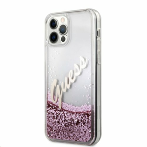 GUHCP12MGLVSPI Guess Liquid Glitter Vintage Zadní Kryt pro iPhone 12/12 Pro 6.1 Pink