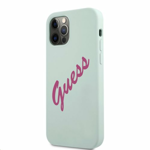 GUHCP12MLSVSBF Guess Silicone Vintage Fuchsia Script Zadní Kryt pro iPhone 12/12 Pro 6.1 Blue