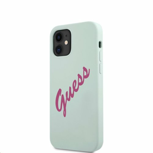 GUHCP12SLSVSBF Guess Silicone Vintage Fuchsia Script Zadní Kryt pro iPhone 12 mini 5.4 Blue