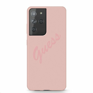 GUHCS21LLSVSPI Guess Silicone Vintage Zadní Kryt pro Samsung Galaxy S21 Ultra Pink