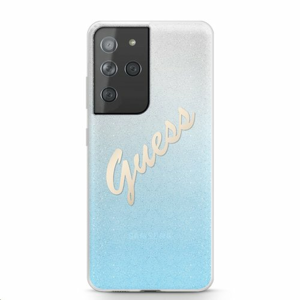 GUHCS21LPCUGLSBL Guess PC/TPU Vintage Zadní Kryt pro Samsung Galaxy S21 Ultra Gradient Light Blue