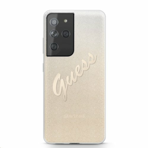 GUHCS21LPCUGLSGO Guess PC/TPU Vintage Zadní Kryt pro Samsung Galaxy S21 Ultra Gradient Gold