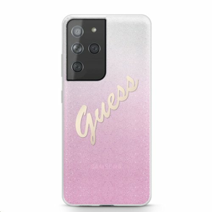 GUHCS21LPCUGLSPI Guess PC/TPU Vintage Zadní Kryt pro Samsung Galaxy S21 Ultra Gradient Pink