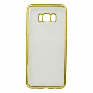 Gumené puzdro Samsung Galaxy S8 Plus priehľadné, zlatý rám