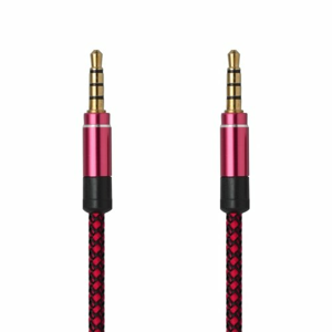 Kábel AUX 2x3.5mm jack 1.5m Červený