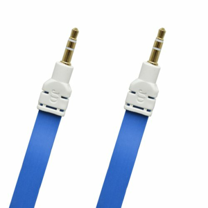 Kábel AUX 2x3.5mm jack 3m Modrý plochý (ECO balenie)