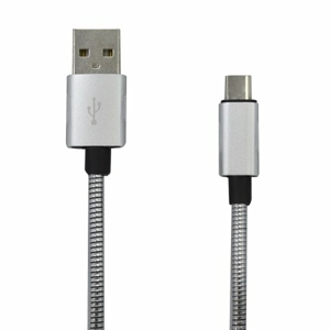 Kábel USB typ C 2A 1m strieborný